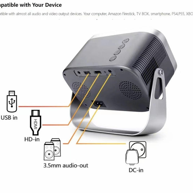 K6 PTZ Projector Small HD 4K Home Smart Portable