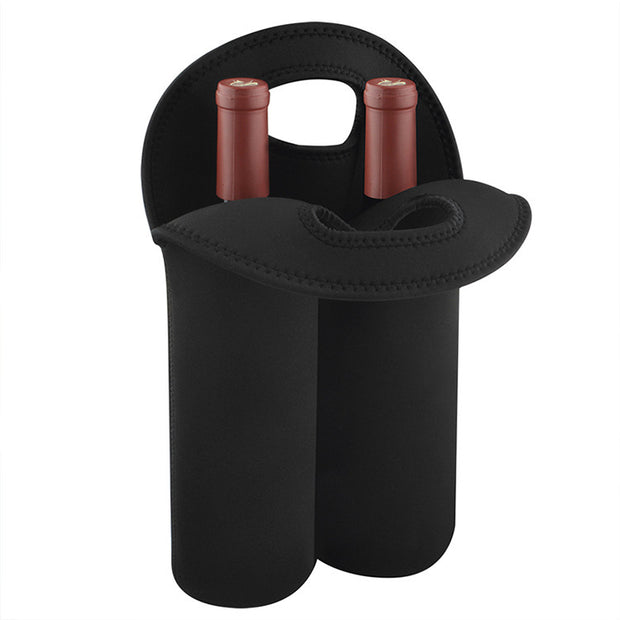 Double Wine Bottle Cooler Neoprene Red Wine Bottle Cooler Black